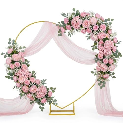 ZENSTEEL Balloon Arch Set Metal Heart Shape Arch Kit, 6.6FT Loving Heart Balloon Arch Kit, Wedding Heart Arch Stand Love Balloon Column Arch Frame for Wedding, Proposal, Birthday Party Decorations