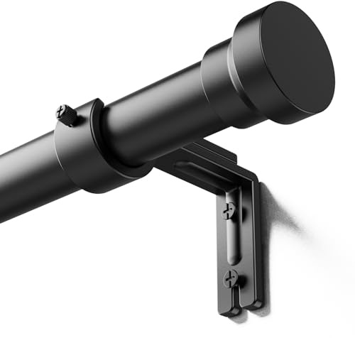 YaFex Curtain Poles 82 to 300 cm, Heavy Duty 25mm 23KG Expandable Metal Curtain Pole for Windows, Black Long Curtain Rod with Brackets for Bedroom,Living Room, Easy Installation