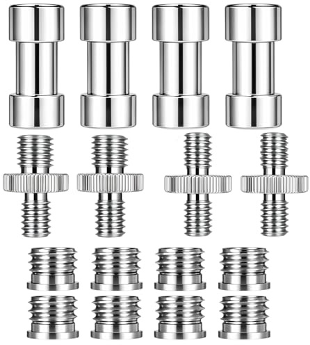 Alrhso 16 Pcs Camera Screw Adapters 1/4 to 3/8 and 3/8 to 1/4 Thread Adapter Set Tripod Screw Compatible for Camera, Tripod, Light Stand, Ballhead, Microphone Stand