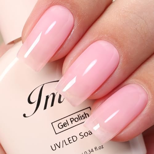 Imtiti Jelly Gel Nail Polish, Light Pink Sheer Gel Polish for Nails, UV LED Translucent Long Lasting for Nail Art, Manicure Nail Salon at Home(10ml)