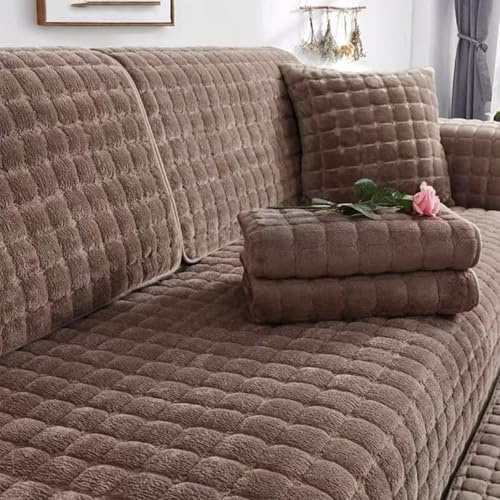Liocwocne 2026 Flanell Sofabezug Softerra, Weich Sofa Bezug, Waschbar Sofaschoner rutschfest, Er Schützt Vor Flecken und Haustierfell und Wertet Das Aussehen Deines Sofas Auf(Braun,70 * 90cm)