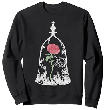 Bocal en verre Disney La Belle et la Bête Rose Sweatshirt, Unisexe pour adultes, Noir, S