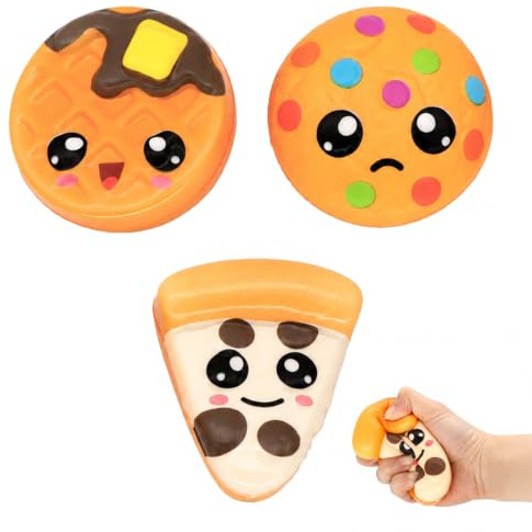 3 Stück Squishy Set Squishy Essen Slow Rising Squishy Kuchen | Foam Squishy Pizza Waffel Keks Kawaii Squishy Slow Rising Süß DuftenderSquishy Cake Langsam Steigendes SquishyToys