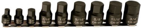 Laser 5666 Low Profile Impact AF Hex Socket Bit Set 1/4D, 3/8D 9pc