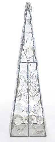 LED Kristall Pyramide Metall Silber 24 LED Weiß, Weihnachtsdeko Fenster, Dekoration Weihnachten Weihnachtsbeleuchtung Innen Leuchtpyramide