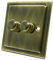 AET VAB2GDIMLED Victorian Antique Brass 250W-10 Amp Double 2-Gang 2 Way 250W LED Light Dimmer Switch, 240 V