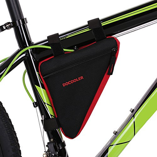 Docooler Fahrradtasche, dreieckig, Oxford-Stoff, 18 x 18 x 4 cm, Sattel-Tasche für Ihr Fahrrad, rot