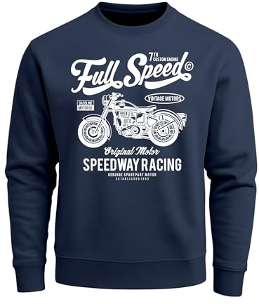 Neverless Herren Sweatshirt Motorrad Bike Retro Full Speed Rundhals-Pullover