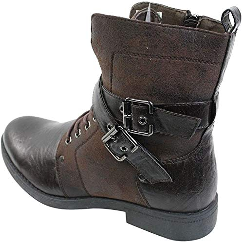 Herrenstiefel Punk Rock Goth Elmo Braun Schwarz Leder Schnalle