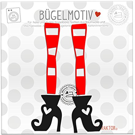 Bügelbild Hexe Hexenbeine 7,8 cm x 12 cm ROT Flockfolie Aufbügler Applikationen Bügelsticker für Stoffe Textilien Kinder zum Aufbügeln Flicken