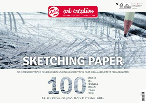 Talens Art Creation Paper - Skizzenblock - 100 Blatt - A3 (42x29.7cm) - 90g/m² - Mikrogepresstes Papier - Ringbindung - Ideal zum Zeichnen