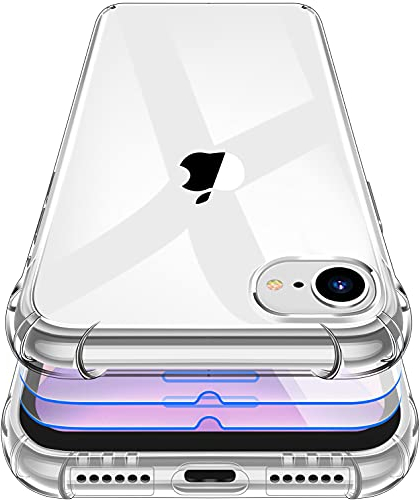 Garegce Case Compatible with iPhone SE 2022/2020, 3 Pack Screen Protector, iPhone SE 2022 5G Case Clear Shockproof Bumper Silicone Protective Cover for iPhone SE 2020, iPhone 7/8, 4.7 inch, Clear