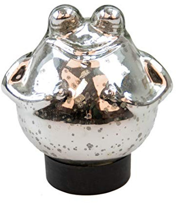 Schwimm-Frosch mittel Maße 12cm x 13cm in Silber/glänzend aus Glas