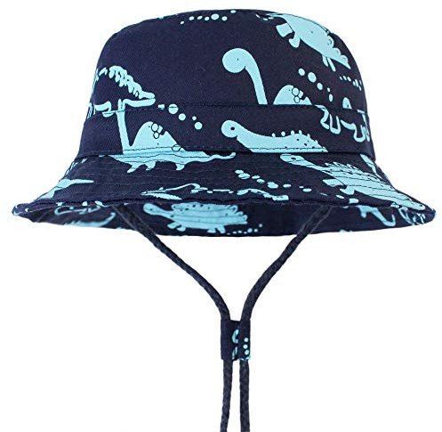 LLZ.COQUE Baby Kids Sonnenhut Dinosaurier Fischerhut Süße Dinosaurier Weiche 100% Baumwolle Sommerhut mit verstellbarem Kinnriemen Dinosa