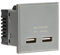 Knightsbridge, Dual USB Charger (2A) Module 50 x 50mm - Grey