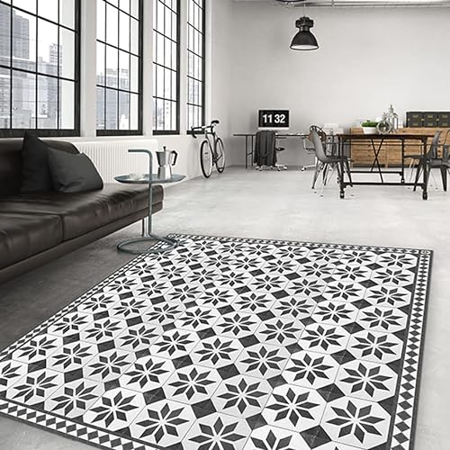 CREARREDA Teppich Vinyl Wohnzimmerteppich Vinyl-Bodenschutz 100% Made in Italy, mit ungiftiger Tinte, flammhemmend und wasserabweisend