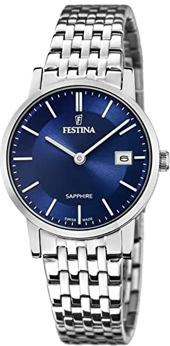 Festina Uhr Für Damen F20019/2 Swiss Made Silber Edelstahl Case SilberEdelstahl Band