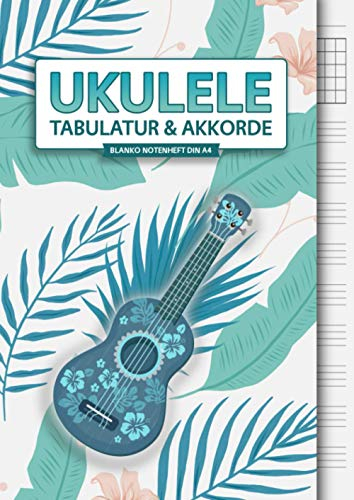 Ukulele Tabulatur & Akkorde: Blanko Tabulatur Notenheft 110 Seiten DIN A4 - Ukulele Akkorde und Tabs Buch zum selbst ausfüllen - Mit Ukulele Akkorden, Motiv: Hawaii Muster