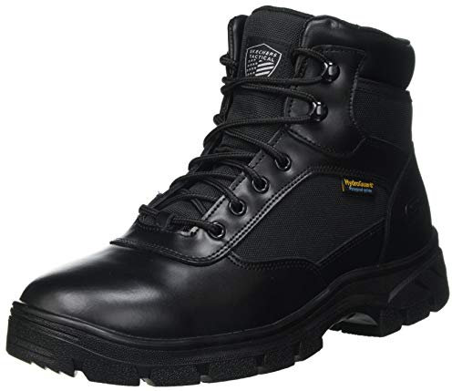Skechers Men's Wascana Benen Industrial Boot, Black Leather W Textile, 7.5 UK