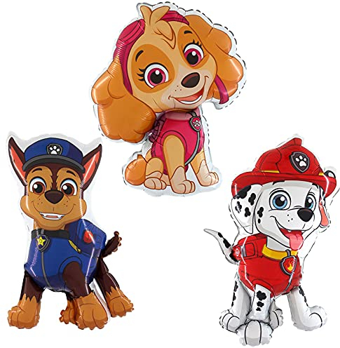 Doriantrade Doriantrade Folienballon Marshall Chase Skye Paw Patrol Figuren Ballon 3er Pack Helium Folienballons Luftballons Geschenkballon Kirmes Rummel