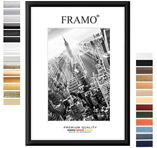 FRAMO Holz Bilderrahmen 100 x 100 cm quadratisch nach Maß - Schwarz matt | Farbe/Größe wählbar | inkl. entspiegeltes Acrylglas | Rahmen für Puzzle | Foto | Poster