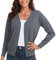CUNYI Cardigan Donna Scollo a V Maglia con Bottoni Girocollo Classico Manica Lunga Giacca Cappotto Elegante, Grigio Scuro L