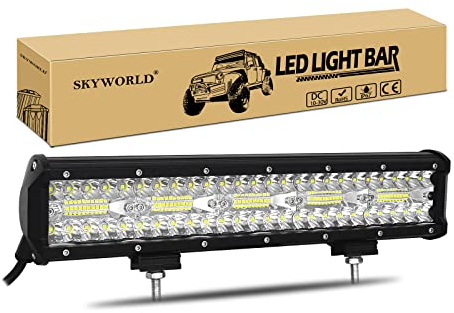 SKYWORLD LED Arbeitsscheinwerfer Bar 15 Zoll 300W LED Scheinwerfer 12V 24V Flutlicht Reflektor Combo Arbeitslicht Zusatzscheinwerfer für Auto Offroad Traktor Bagger PKW LKW KFZ SUV UTV ATV