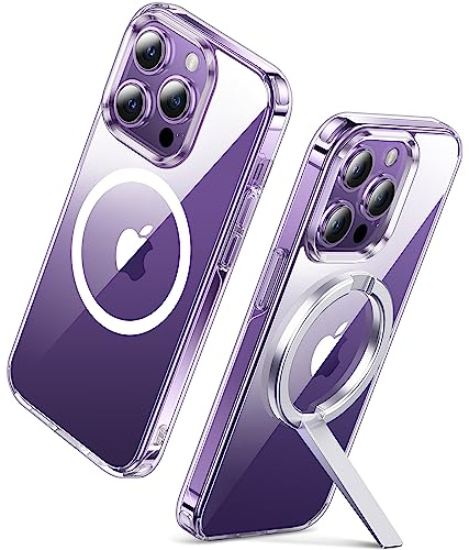 CASEKOO Magnetisch für iPhone 14 Pro Hülle für MagSafe [Nie Gelb] [Herr der Magnete] Militärqualität Stoßfeste Schutzhülle Transparent Case Dünne Handyhülle - Transparent