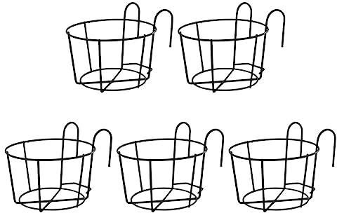 5Stücke Geländer Pflanzgefäße Blumentopf,Blumentopfhalter,Runder Garteneisen, Aufhängen, Pflanzkörbe Regal,Geeignet Für Balkon,Garten,Zaun,Indoor Und Outdoor