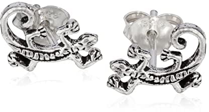NKlaus Paar Gecko Ohrstecker Silber 925 Eidechse Salamander 8mm Echse Ohrringe oxidiert 12934
