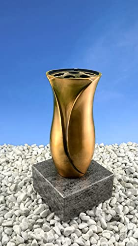 Grabvase aus Messing auf Granitsockel (Grauer Granitsockel)