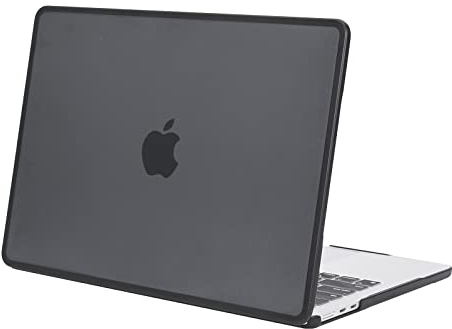 BlueSwan TPU Hülle Kompatibel mit MacBook Air M4 M3 M2 13,6 Zoll 2025 2024 2022 A3240 A3113 A2681 Kollisionsfester Rahmen Fingerabdruckresistente Kunststoff-Schutzhülle - (Schwarz Rand) Schwarz Matt