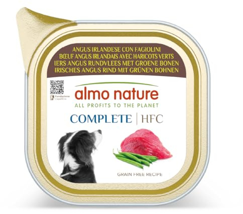 almo nature HFC Complete Nassfutter für Erwachsene Hunde – Irischer Angus mit grünen Bohnen – menschliche Qualität, glutenfrei, Monoprotein – 85 g, 17 Stück