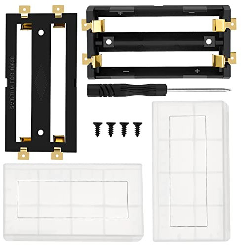 2 PCS SMD 18650 Battery Holder, KUOQIY 2 Slots 3.7V DIY Battery Storage Box, with 2 PCS Plastic Battery Storage Box, for SMD 18650 DIY Charging Power Supply