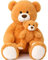 MorisMos groß Teddybär mit Baby, Flauschiger Riesen Teddy Kuscheltier XXL, Orange Teddy Bär Stofftier Plüschtier,Geschenk für Freundin,Mädchen