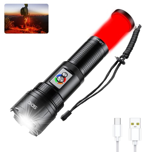 Siuyiu Linterna Led Recargable,2500 Lúmenes Linternas Led Alta Potencia, Potente COB, Zoom, Impermeable IPx4. Ideal Para Emergencias, Actividades al Aire Libre, Camping, Senderismo