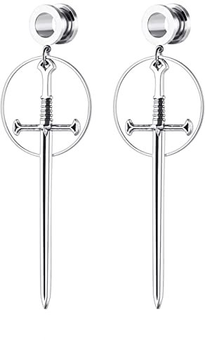 Bishilin Ohr Tunnel Plug, Tunnel 14MM Edelstahl Hängend Kreuz Ohr Expander Set Tunnel Ohrringe