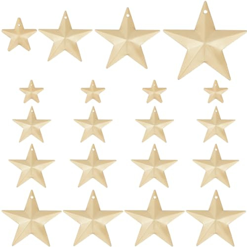 GORGECRAFT 32pz Stella In Metallo Oro Opaco Decor Fienile Stella con Foro In Ferro Vintage Arti Da Parete Decorazioni Da Appendere per Artigianato Casa Natale Giorno Dell'Indipendenza Interni Fatto