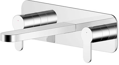Round Wall Mount 3 Tap Hole Basin Mixer Tap & Back Plate - Chrome