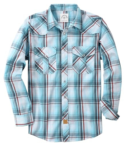 Dubinik® Camicia Uomo Quadri Bottoni Vintage Casual Camicia con Bottoni Automatici Western Camicia Cowboy Uomo Regular Fit