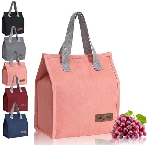 HZYUEKUN Lunch Box Portable Tote Bag Leak-Proof Thermal Cooler Bag Waterproof Lunch Box Container Lunch Organizer for Work School Travel Picnic for Kids, Girls, Boys, Women Men (Pink)