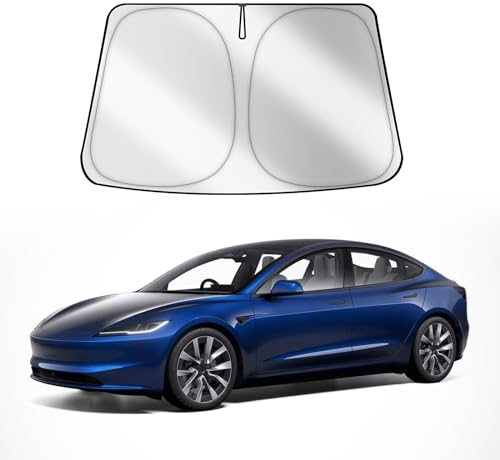 KUNGKIC Para 2024 Tesla Model 3 Highland Auto Parabrisas Parasol Parasol Plegable Parabrisas Bloqueo UV Parasol Protección