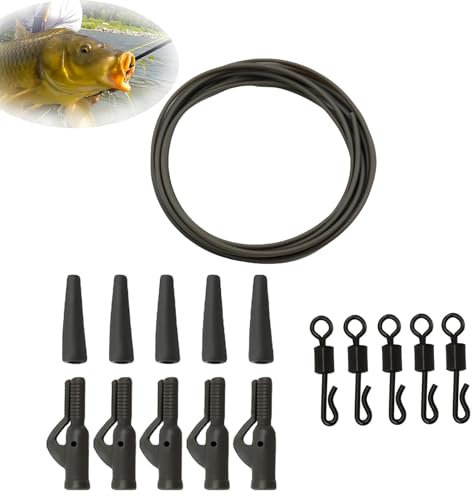 Goerpn Karpfenangeln Blei-Clips, Aktionspackung, Karpfenangel-Zubehör-Set, Sicherheitsleinken für Karpfenangeln, mit Anti-Verhedderungshülsen, Gummischwänzen und Schnellwechsel-Wirbeln für kleine