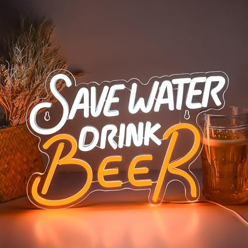 SHENEON Neon-Bierschild als Wanddekoration Bier Neonlichter für Bar Neonlichter für Club Oktoberfest Männerhöhle Barbeleuchtung für Home Pub,Size 13.5 * 10in (XD273)