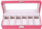 ZDHFFFUK Uhrenbox Rosa, Staubdichte Aufbewahrungsbox, Damenarmbanduhr-Displaybox, Fensterglas-Displaybox, Krokodilmuster, Damen