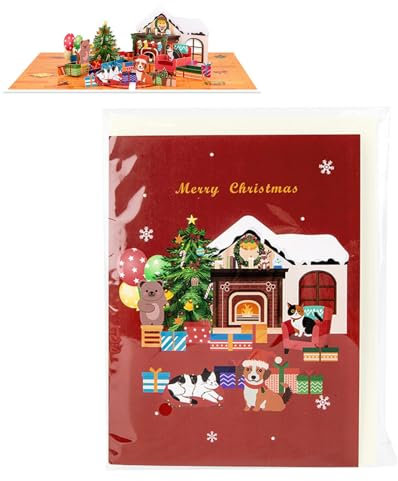 Weihnachtsgrußkarten, Pop-up-Grußkarten, Pop-up-Weihnachtskarten, süße Urlaubs-Festivalkarte, lustige Grußkarte mit festlichen Motiven, 21,6 x 16,3 x 0,3 cm für die Feier