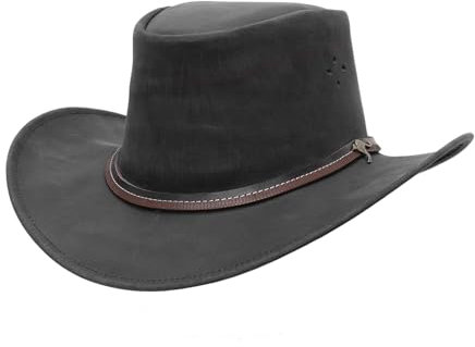 Outbacker Kinder Cowboyhut aus Echtleder inkl. Kinnband, Größe 53-54 cm