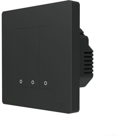 URPIZY Smart-Lichtschalter für MOES-Sternring, Touch-Tasten-Wandschalter mit RF-Fernbedienung für ZigBee, kompatibel mit Halo-Hintergrundbeleuchtung, 86 x 86 mm (3-Gang-Schwarz)