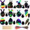KOBOKO Ostern Kratzbilder für Kinder, 12 Stück Osterhasen Kratzpapier Kinder, Osterdeko Regenbogen Kratzpapier zum Basteln, Ostern Deko Regenbogen Scratch Art Set für Frühling Deko Party Mitgebsel (F)