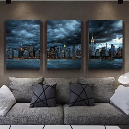 3 Stück 5D Diamond Painting Kits DIY Diamant Painting Erwachsene Kinder Square Full Drill Strass Stickerei Kreuzstich Diamant Malerei nach Zahlen Set Handwerk für Home Wall Décor Stadtbild E1076
